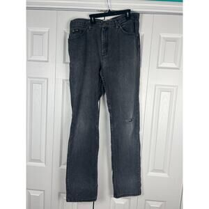 Lee Regular Fit Straight Leg Jeans Mens 34 x 34 Black Distressed Denim‎ Fading